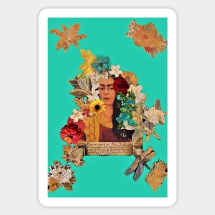 Deep Aqua Frida Collage Sticker